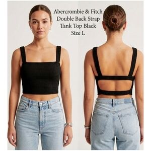 Abercrombie & Fitch Double Back Strap Tank Top Black Size L